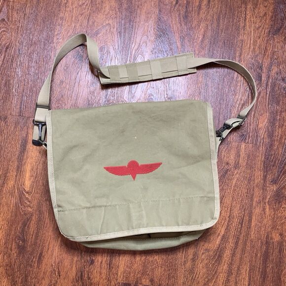 Vtg Green Banana Republic Messenger Bag Canvas Military Satchel 80s Safari - Picture 1 of 10